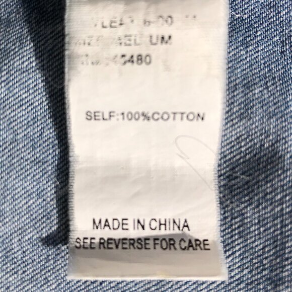 anthropologie  mo:vint  button up denim shirt size Medium M 100% cotton AS IS - Picture 13 of 16